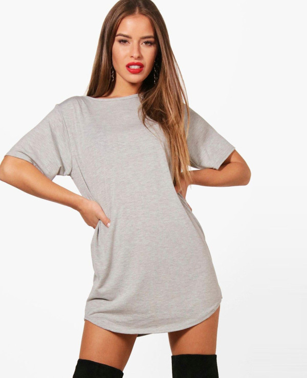 Petite Amy Curved Hem T Shirt Dress ...