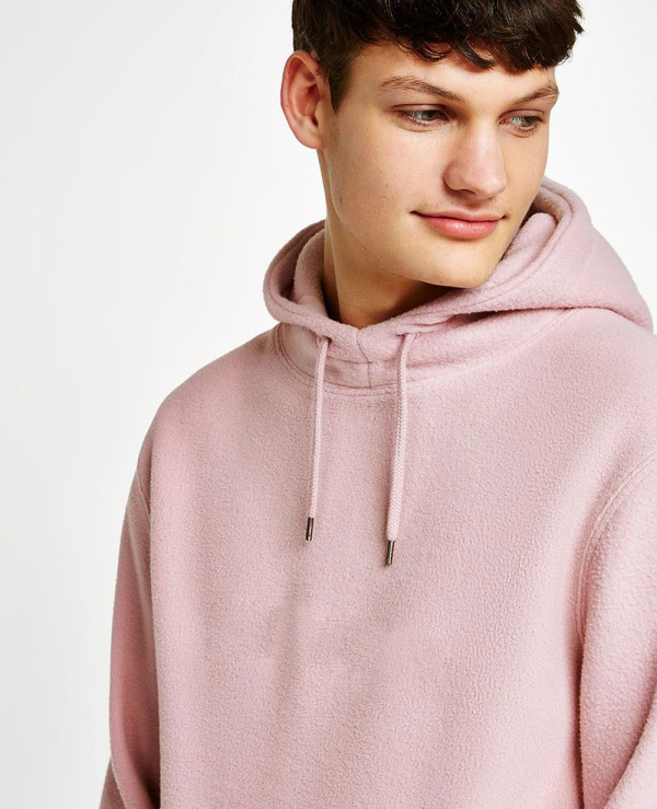 Pink-Pullover-Stylish-Men-Fleece-Hoodie