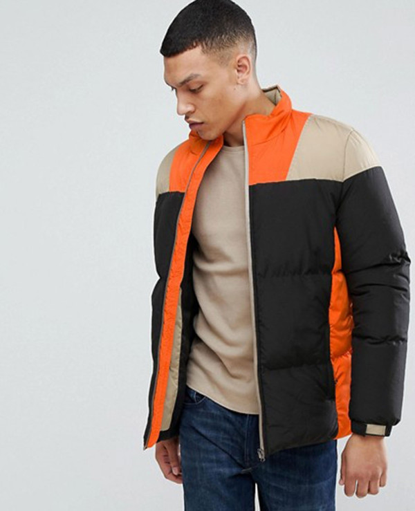 Block colour puffer jacket clearance