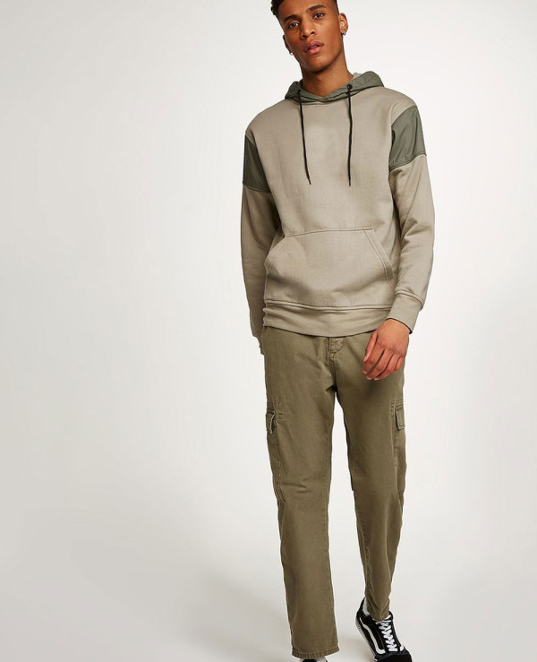 Pullover-Fashionable-Khaki-Tech-Panel-Hoodie