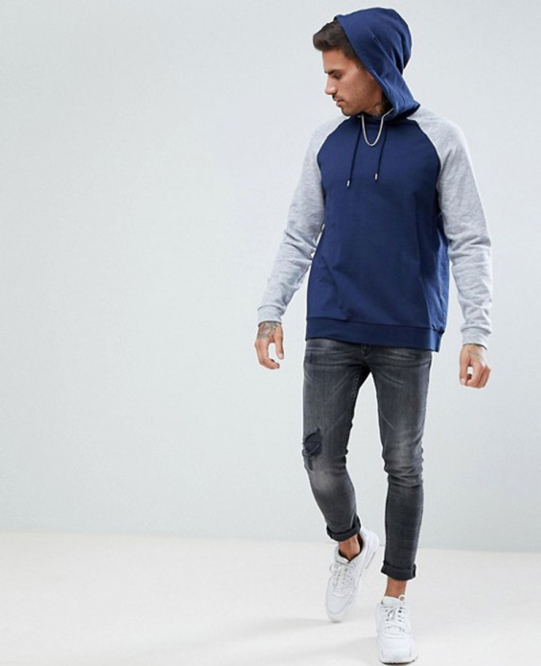 Pullover-With-Nep-Raglan-Sleeves-In-Navy-Hoodie