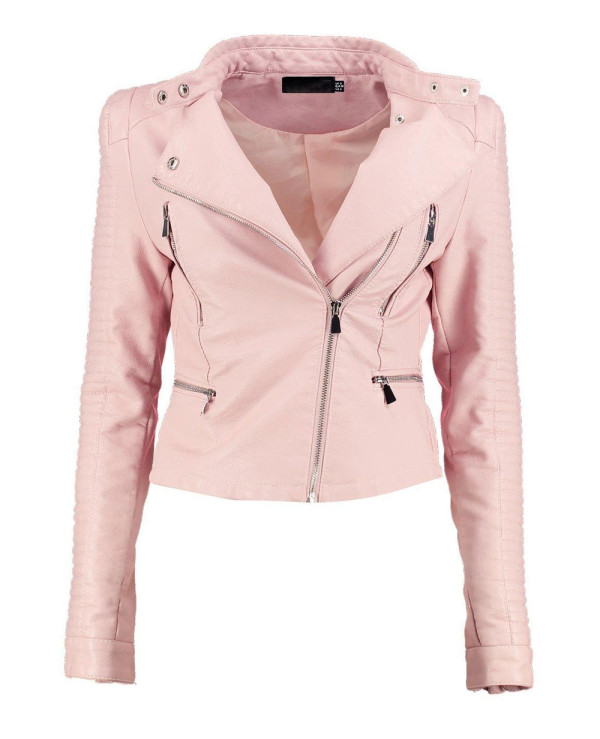 Quilted-Sleeve-Faux-Leather-Biker-Jacket