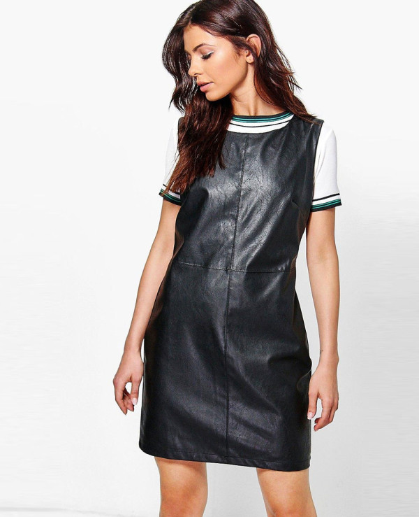 Leather pinafore dress uk store