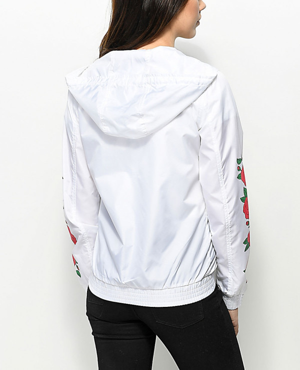 White windbreaker with rose hot sale