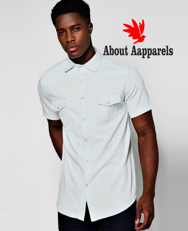 Short sleeve best sale denim shirt h