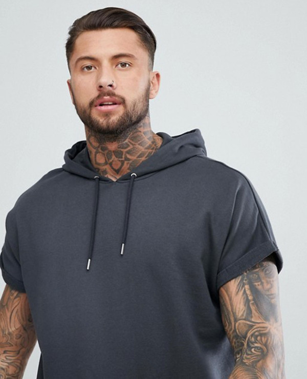 Oversized short-sleeved sweatshirt - WASHED BLACK - men