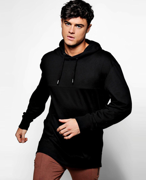Skinny Fit Custom Branded Side Zipper Black Hoodie Wholesale