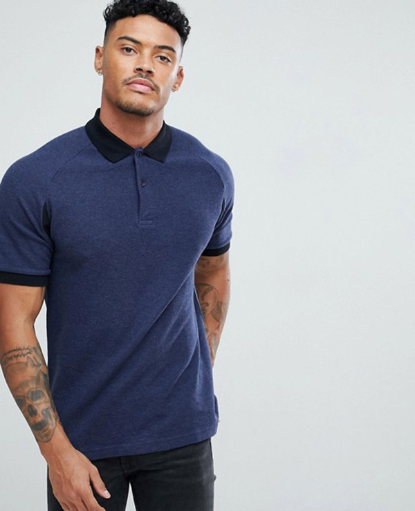 Navy polo with sales black pants