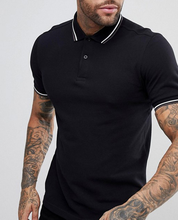 Slim-Fit-Twin-Tipped-Polo-Shirt-In-Black