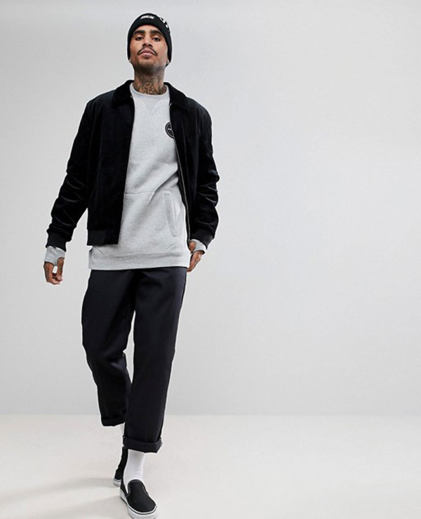 Technical-Crew-Neck-Sweatshirt-Oversized-Kangaroo-Pockets-in-Grey-Marl