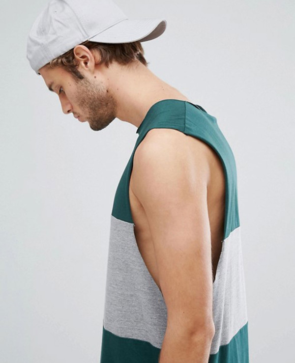 Vest-With-Dropped-Armhole-and-Contrast-Panel-Tank-Top
