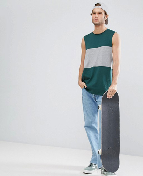Vest-With-Dropped-Armhole-and-Contrast-Panel-Tank-Top