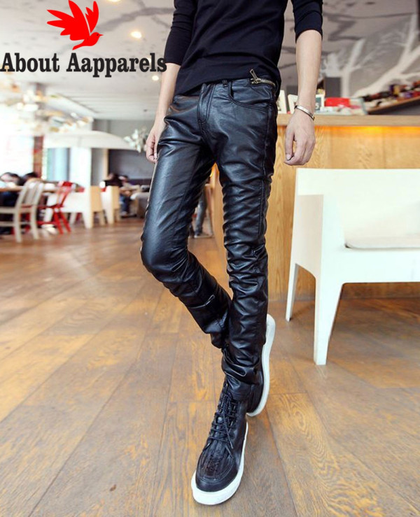 Vintage Men 100 Percent Leather Pants Black Motorcycle Wholesale