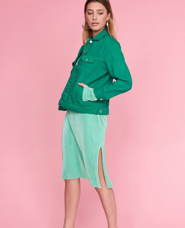 Women-Green-Denim-Jacket